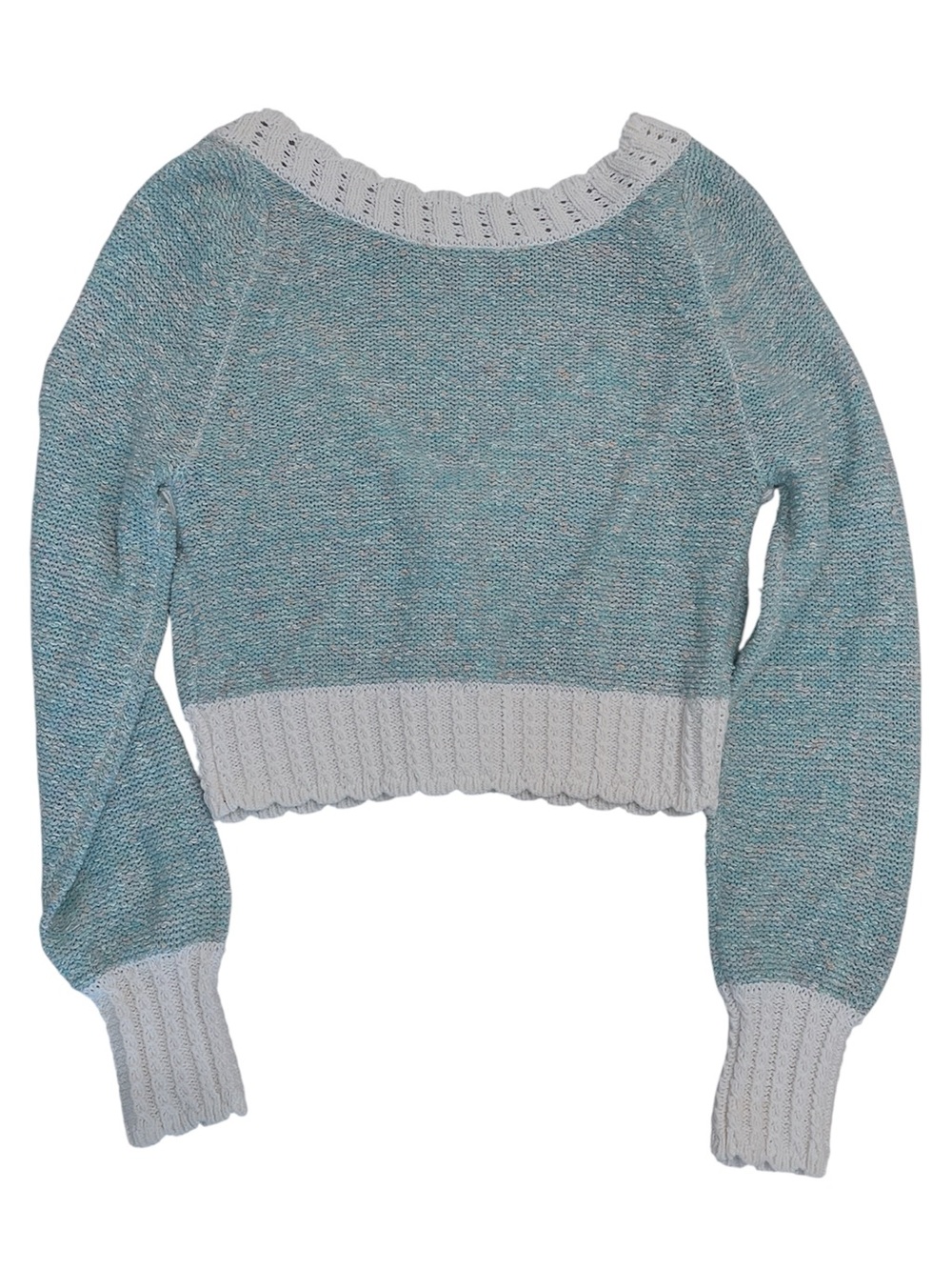 LoveShackFancy Exclusive Geneve Crop Cardigan Sweater in Cotton Candy Blue - Picture 10 of 11